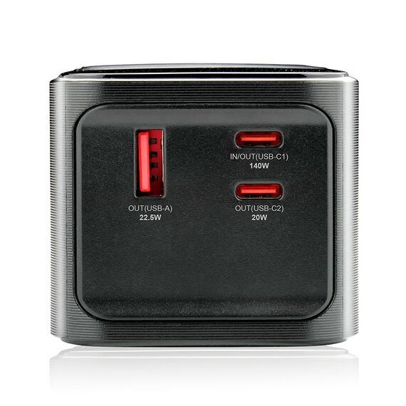 Powerbank 27 000mAh, 1x USB, 2x USB-C, 162,5W, QC4+, flashlight, LCD screen, black - Powerbanks - Smartphone Chargers - Techbox