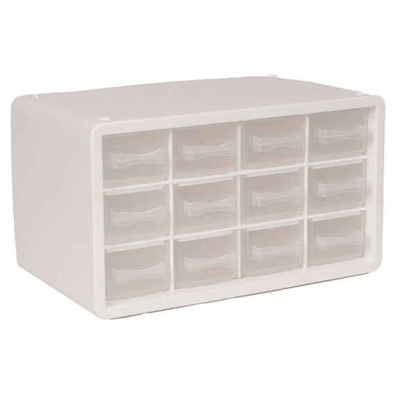 Raaco - Storage Box with 12 Drawers - White - 14.2 x 24.8 x 14.9 cm / Toys