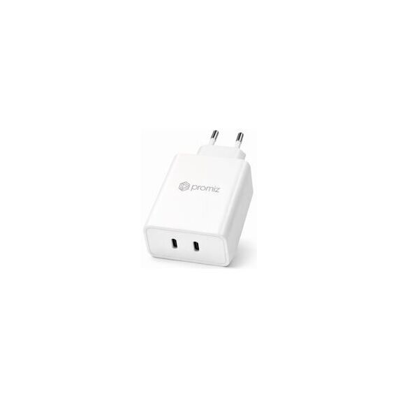 Promiz (PZ-30055) Wall Charger - Dual USB-C - 65W - GaN - White