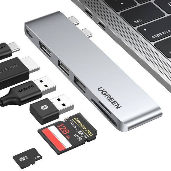 HUB Ugreen CM380 2xUSB C - HDMI/2xUSB 3.0/SD TF/USB C PD - gray | Techbox