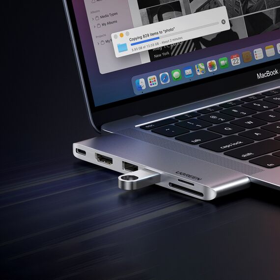 HUB Ugreen CM380 2xUSB C - HDMI/2xUSB 3.0/SD TF/USB C PD - gray | Techbox