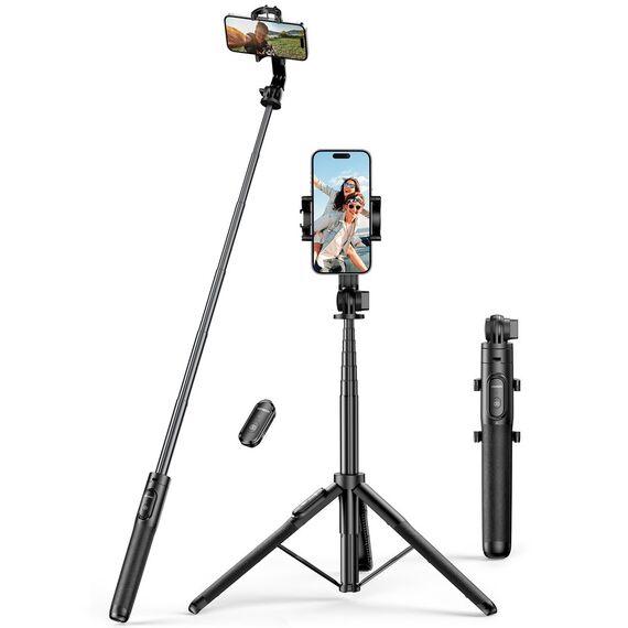 Selfie stick Ugreen LP586 telescopic tripod with Bluetooth remote control 1.5m - black | Techbox