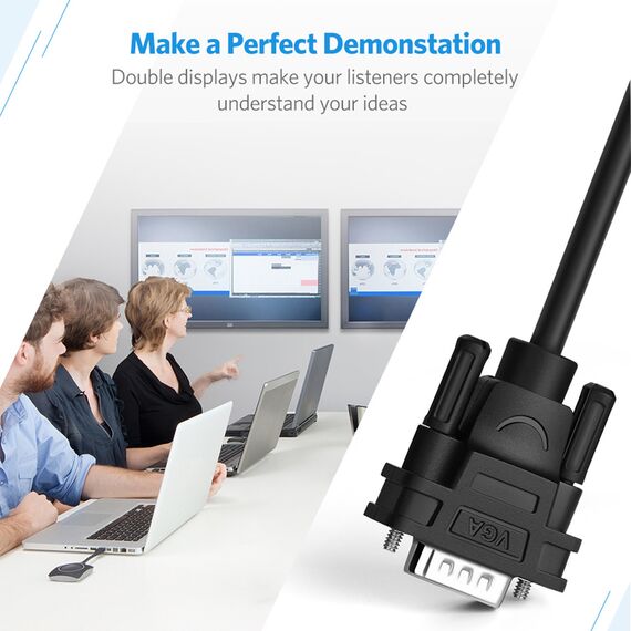 Ugreen 40254 1x2 VGA Splitter 1920x1440 60Hz - Black | Techbox