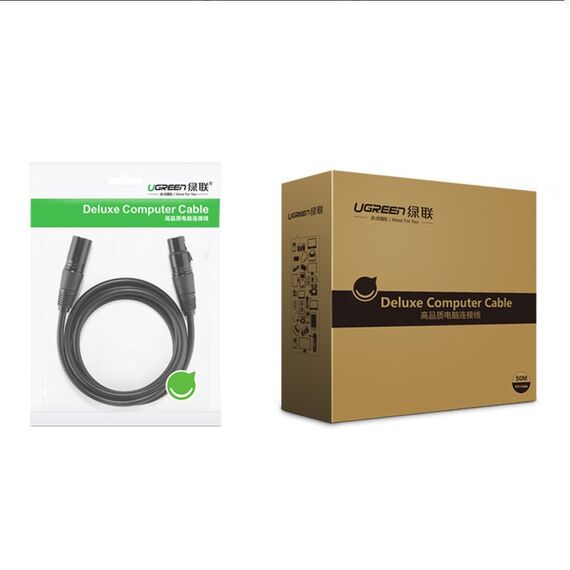 Ugreen AV130 66717 audio XLR (female) - XLR (male) cable for microphone / amplifier 2m - black - Cables & Adapters - Cables & Accessories - Techbox