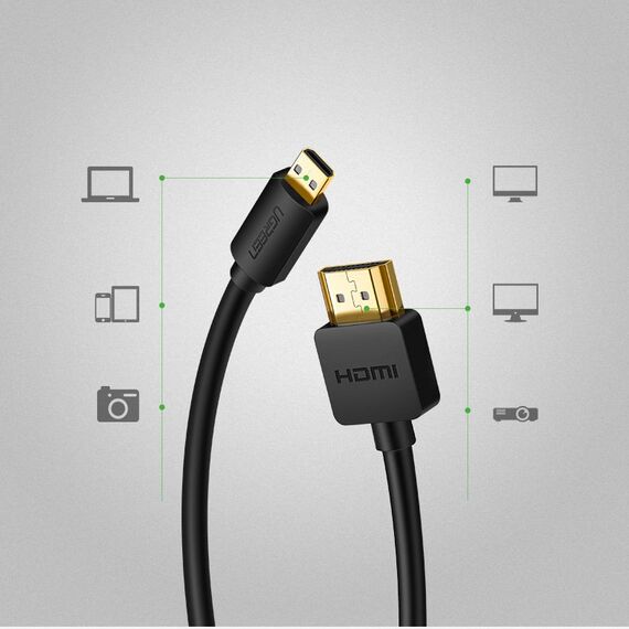Ugreen cable HDMI - micro HDMI cable 19 pin 2.0v 4K 60Hz 30AWG 1.5m black (30102) - Cables & Adapters - Cables & Accessories - Techbox