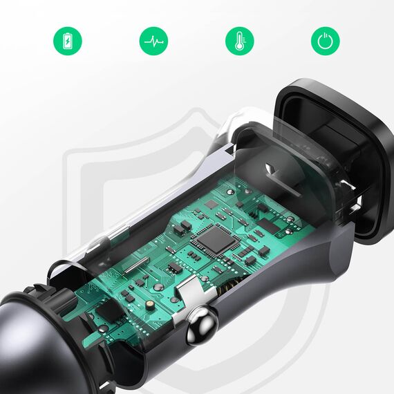 Ugreen CD130 USB-A / USB-C 30W Car Charger - Gray - Travel Chargers - Smartphone Chargers - Techbox
