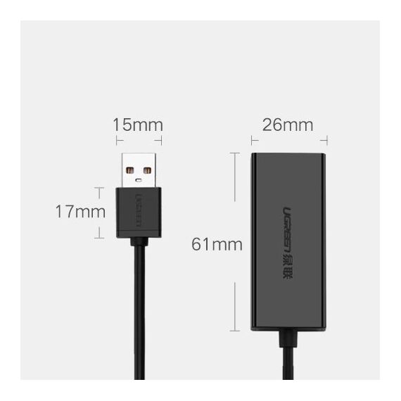 Ugreen external network card RJ45 - USB 2.0 100 Mbps Ethernet black (CR110 20254)