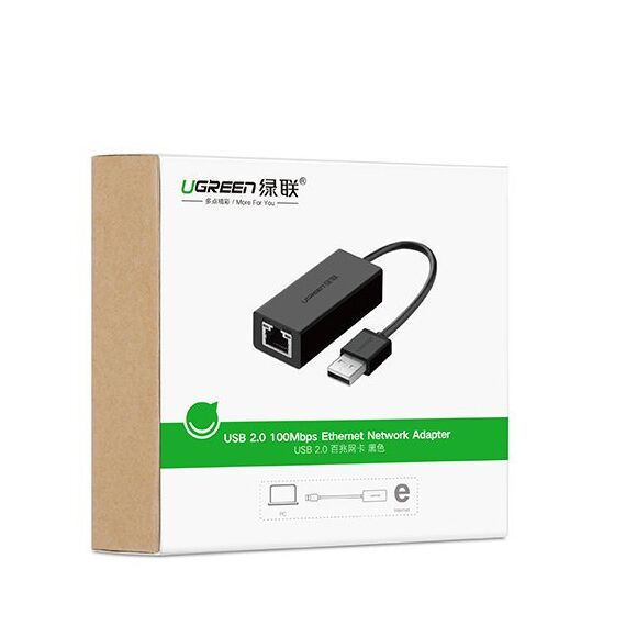 Ugreen external network card RJ45 - USB 2.0 100 Mbps Ethernet black (CR110 20254)