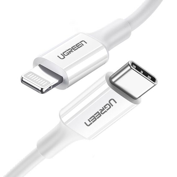 Ugreen US171 Lightning - USB-C MFi PD cable 20W 480Mb/s 1m - white | Techbox