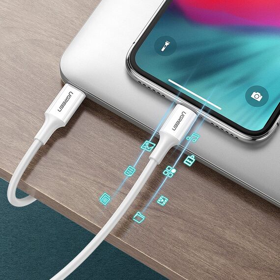 Ugreen US171 Lightning - USB-C MFi PD cable 20W 480Mb/s 1m - white | Techbox