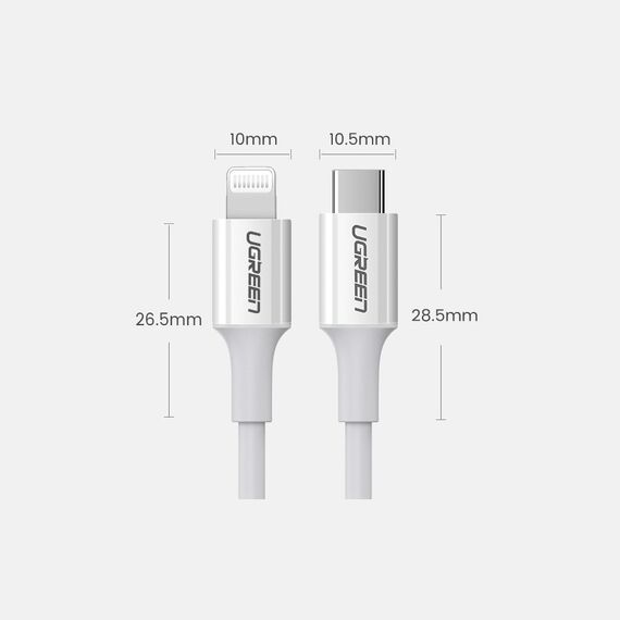 Ugreen US171 Lightning - USB-C MFi PD cable 20W 480Mb/s 1m - white | Techbox