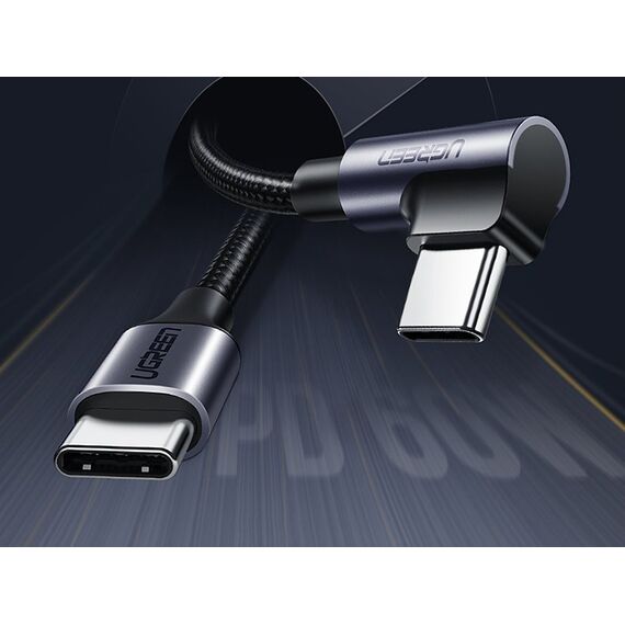 Ugreen US255 50125 USB-C (straight) / USB-C (angled) PD QC cable 60W 3A 2m - gray - Cables & Adapters - Cables & Accessories - Techbox