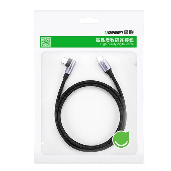 Ugreen US255 50125 USB-C (straight) / USB-C (angled) PD QC cable 60W 3A 2m - gray - Cables & Adapters - Cables & Accessories - Techbox