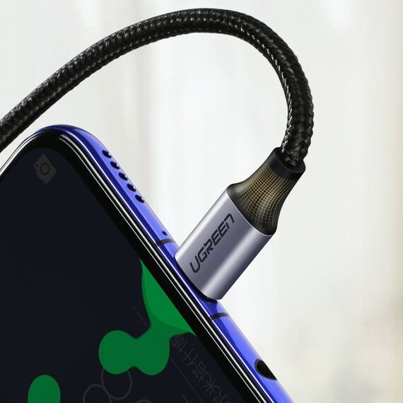 Ugreen US255 50125 USB-C (straight) / USB-C (angled) PD QC cable 60W 3A 2m - gray - Cables & Adapters - Cables & Accessories - Techbox