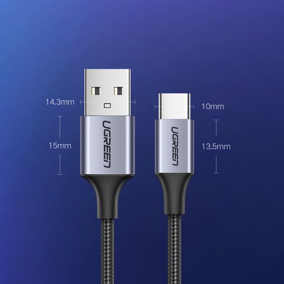 Ugreen US288 60125 USB-A / USB-C QC 3.0 3A 0.5m cable - gray - Cables & Adapters - Cables & Accessories - Techbox