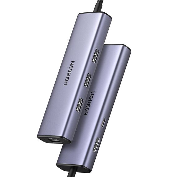 HUB Ugreen CM512 15598 6in1 USB-C - 3x USB-A 3.0 / HDMI / RJ45 / USB-C PD - gray - Cables & Adapters - Cables & Accessories - Techbox