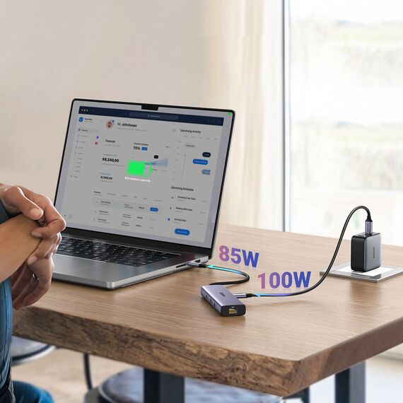 HUB Ugreen CM512 15598 6in1 USB-C - 3x USB-A 3.0 / HDMI / RJ45 / USB-C PD - gray - Cables & Adapters - Cables & Accessories - Techbox