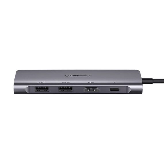 Ugreen CM195 ​​6in1 adapter USB-C - HDMI / 2x USB-A 3.0 / USB-C PD / SD / TF reader - gray | Techbox