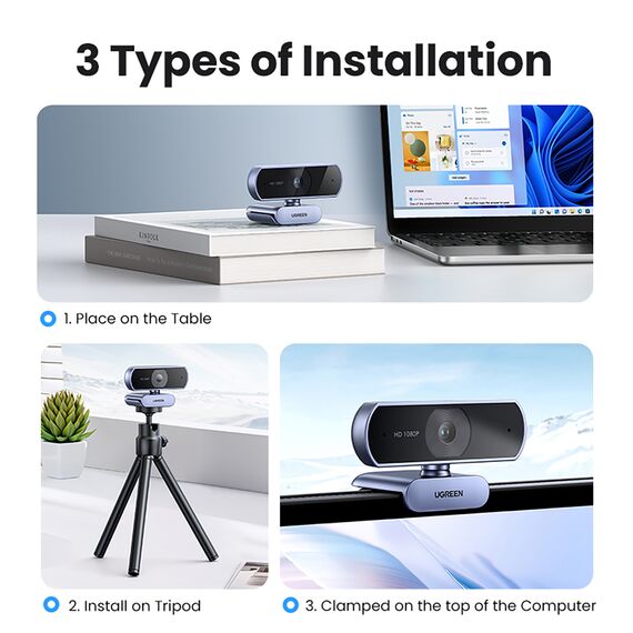 Ugreen CM678 USB HD Webcam - Gray | Techbox
