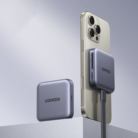 Ugreen Magnetic Memory Card Reader + 100W PD 3in1 Charger - Gray - USB Hubs & Card Readers - Peripherals - Techbox