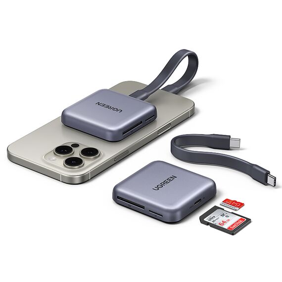 Ugreen Magnetic Memory Card Reader + 100W PD 3in1 Charger - Gray - USB Hubs & Card Readers - Peripherals - Techbox