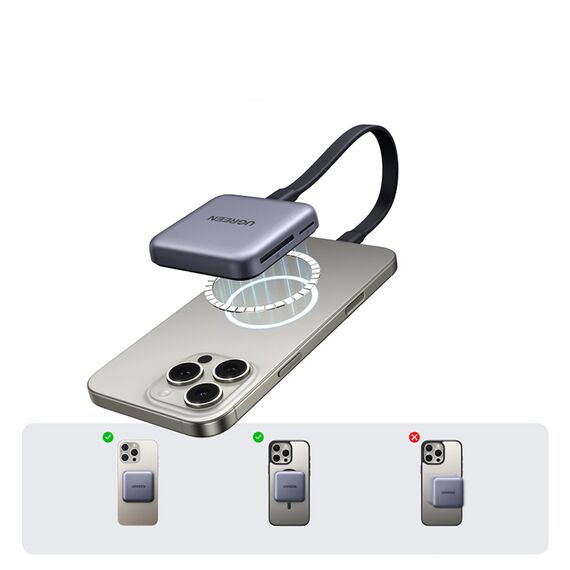 Ugreen Magnetic Memory Card Reader + 100W PD 3in1 Charger - Gray - USB Hubs & Card Readers - Peripherals - Techbox