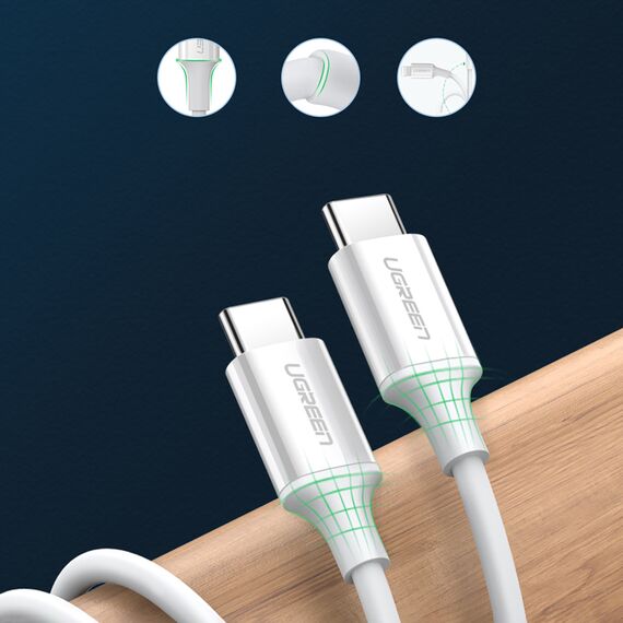 Ugreen US264 60518 USB-C / USB-C PD QC AFC Cable 1m - White - Uncategorized Screen Protection (2) - Screen & Camera Protection - Techbox