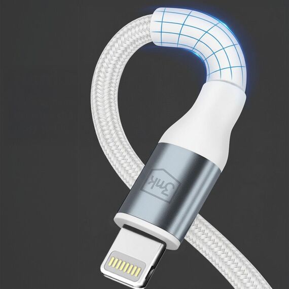 3mk Hyper Cable N-SERIES USB-C / Lightning 3m PD 3.0 9V/3A 27W - white