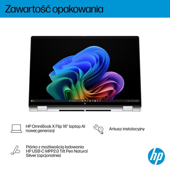 HP OmniBook X Flip 16-as0003nw Ultra 7 258V 16.0"3K Touch OLED IPS 120Hz 300nits AG 32GB LPDDR5X SSD1TB Arc 140V Cam 5MPx + IR  68Wh Win11 Glacier Silver 2Y | Techbox