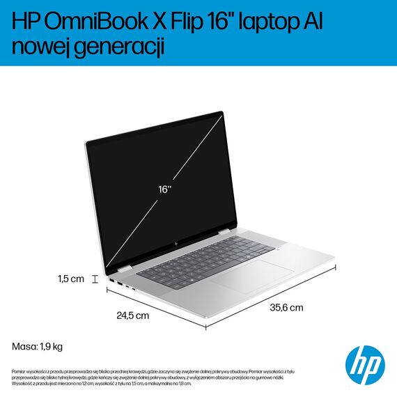 HP OmniBook X Flip 16-as0003nw Ultra 7 258V 16.0"3K Touch OLED IPS 120Hz 300nits AG 32GB LPDDR5X SSD1TB Arc 140V Cam 5MPx + IR  68Wh Win11 Glacier Silver 2Y | Techbox