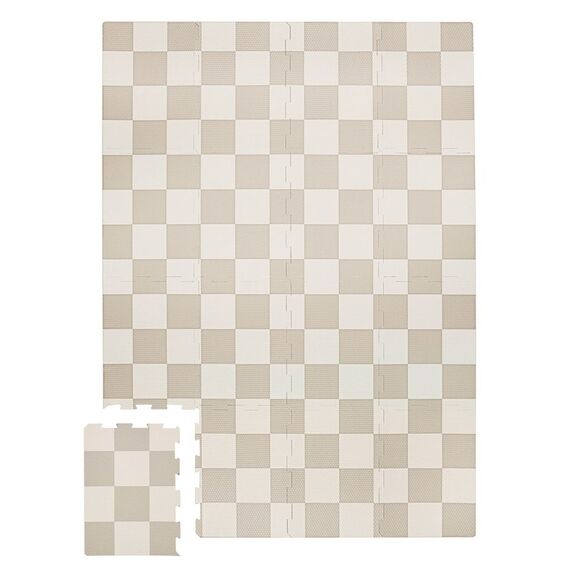 3 Sprouts - EVA Foam Mat - Checkerboard beige - 171 cm x 123 cm / Baby and Children