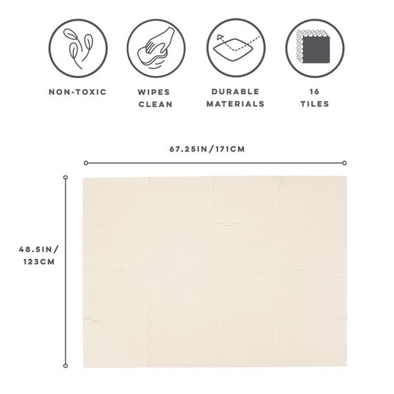 3 Sprouts - EVA Foam Mat - Cream - 171 cm x 123 cm x 1 cm / Baby and Children