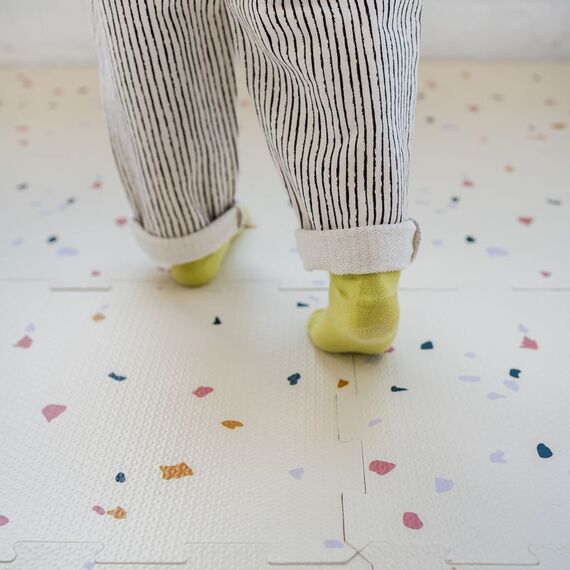 3 Sprouts - EVA Foam Mat - Terrazzo cream - 171 cm x 123 cm / Baby and Children