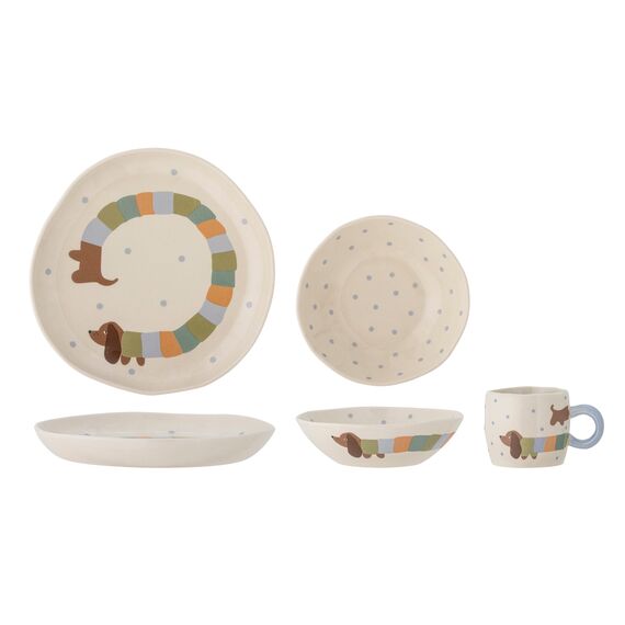 Bloomingville MINI - Charlie Tableware Set - Blue - Stoneware / Baby and Children