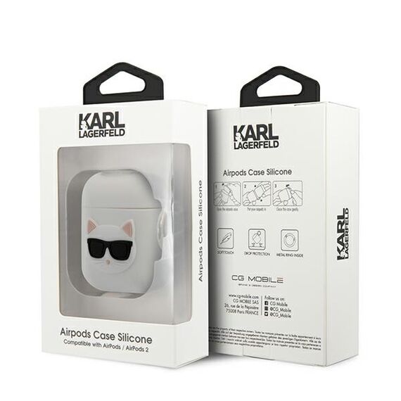 Karl Lagerfeld Silicone Choupette Case for AirPods 1/2 Cover - White - Headsets - Speakers & Headphones - Techbox
