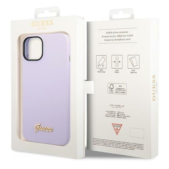 Guess Silicone Vintage Gold Logo Case for iPhone 14 / 15 Plus - Purple