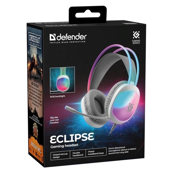 HEADPHONES DEFENDER ECLIPSE RGB WHITE | Techbox