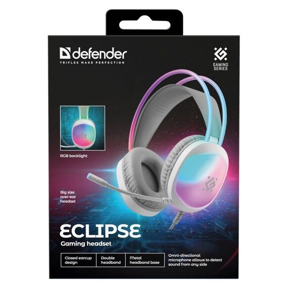 HEADPHONES DEFENDER ECLIPSE RGB WHITE | Techbox