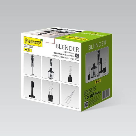 Maestro MR-567 blender Immersion blender 1000 W Black, Stainless steel - Mixers - Food preparation - Techbox