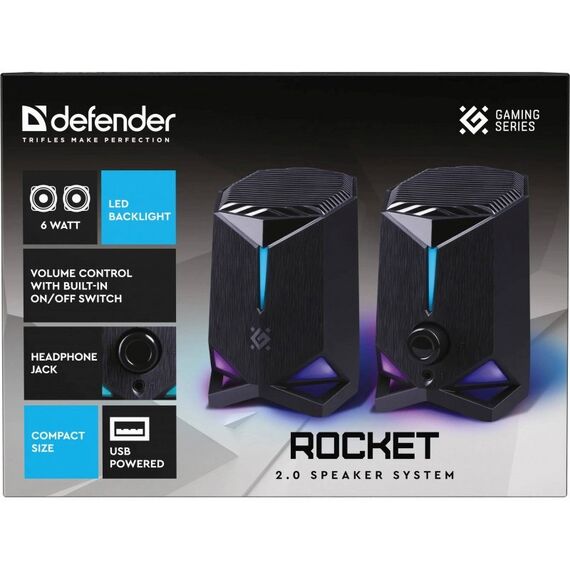 PC SPEAKERS ROCKET 2.0 6W LED USB BLACK | Techbox