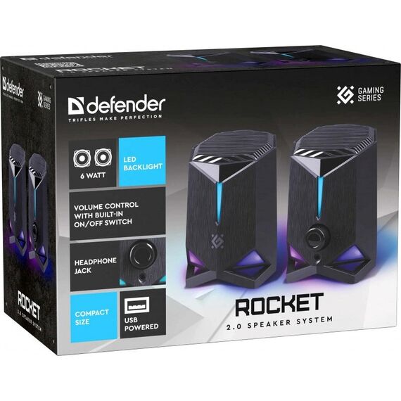 PC SPEAKERS ROCKET 2.0 6W LED USB BLACK | Techbox