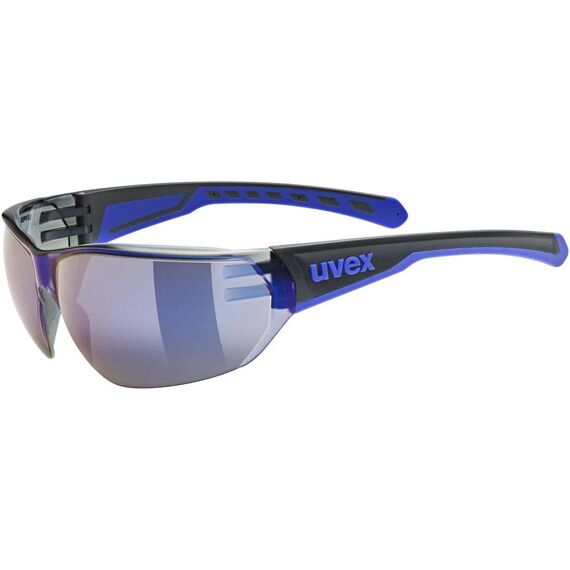 UVEX Equate cycling glasses, black/blue matt/mirror blue | Techbox