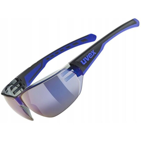 UVEX Equate cycling glasses, black/blue matt/mirror blue | Techbox