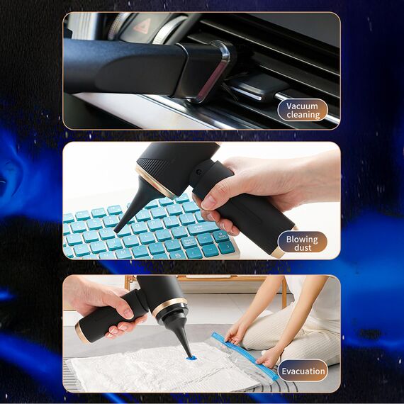 Mini Foldable Handheld Car Vacuum Cleaner with Blower Function - Black | Techbox