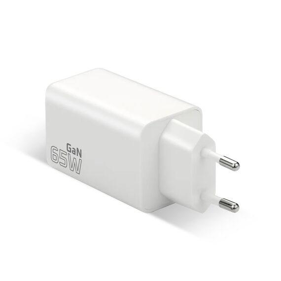 Charger GaN 1 x USB, 2 x USB-C Quick Charge 4+ 65W white | Techbox