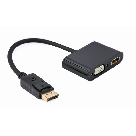 Gembird A-DPM-HDMIFVGAF-01 DisplayPort male to HDMI female + VGA female adapter cable, black - Adaptors & Plugs - Cables & Adapters - Techbox