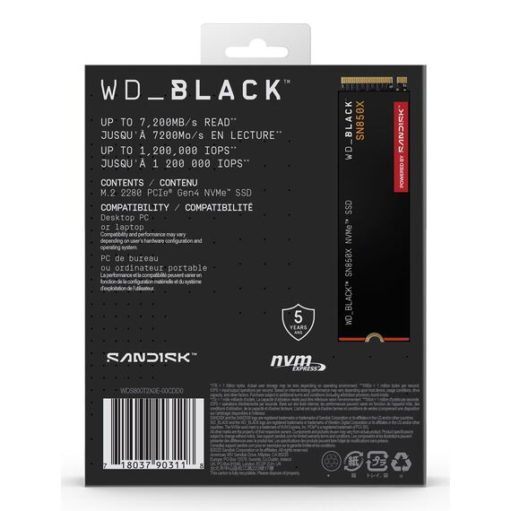 Western Digital Black WD_BLACK™ SN850X NVMe™ SSD POWERED BY SANDISK 8 TB | Techbox