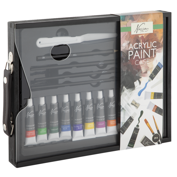 Nassau - Black Wooden Case With Carry Handle Acrylic Set, 21 Pcs (AR099503) / Toys