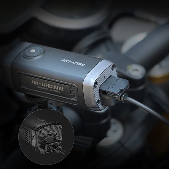 AKEEYO AKY-710S sports camera 4K video recorder for motorcycle handlebar - black | Techbox
