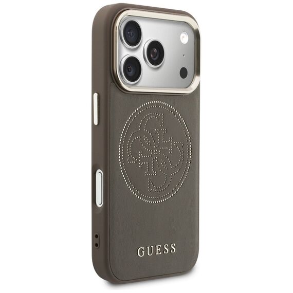Etui Guess Perforated 4G MagSafe na iPhone 17 Pro - brązowe